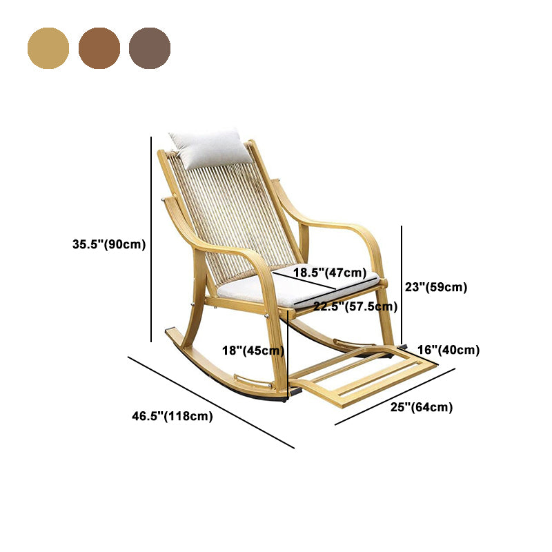 Ergonomic Wicker Rocking Chair with Cushion Spindle Rocking Accent Chair for Outdoor
