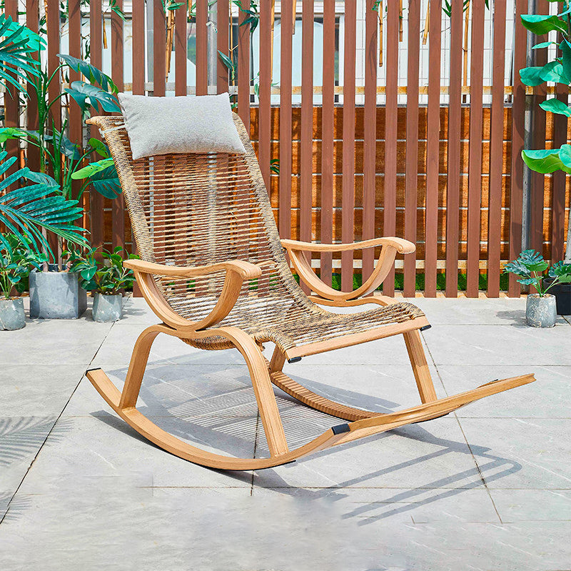 Wicker Modern Rocking Accent Chair Ergonomic Spindle Rocker Chair for Outdoor