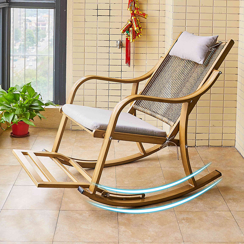 Wicker Modern Rocking Accent Chair Ergonomic Spindle Rocker Chair for Outdoor