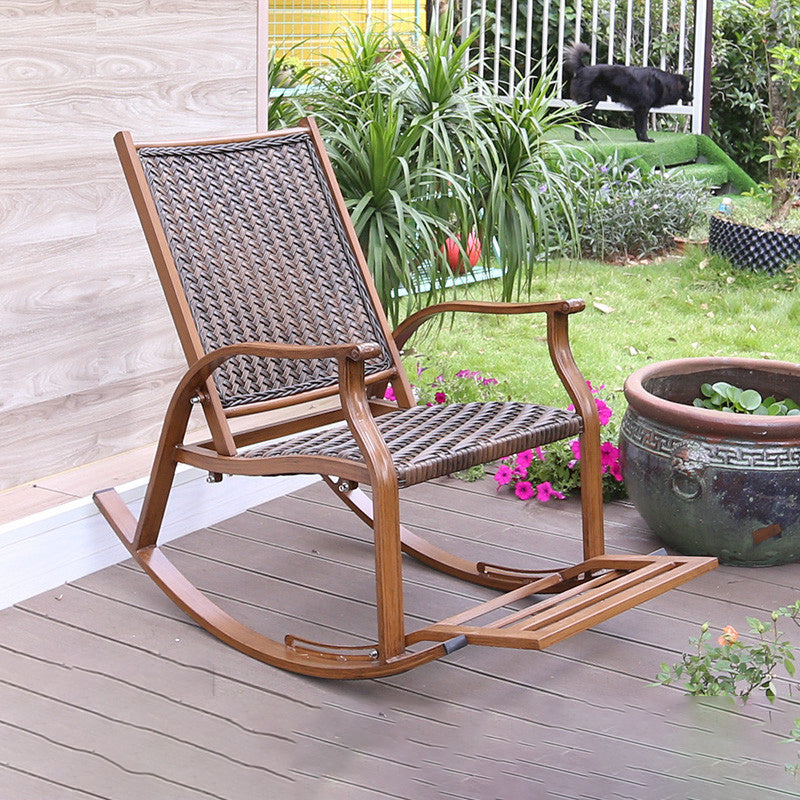 Wicker Modern Rocking Accent Chair Ergonomic Spindle Rocker Chair for Outdoor