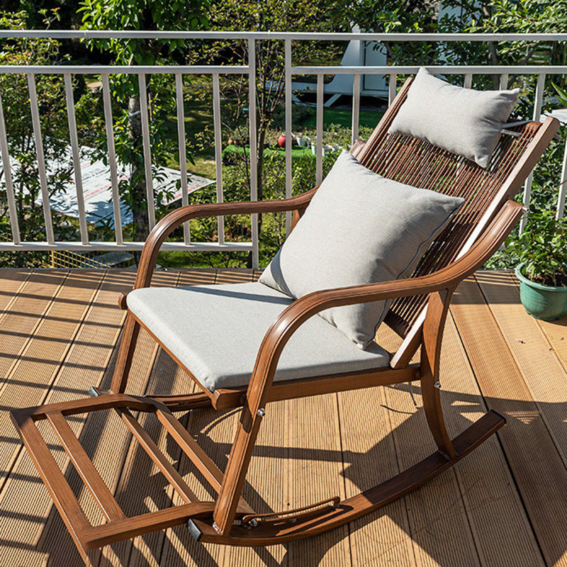 Wicker Modern Rocking Accent Chair Ergonomic Spindle Rocker Chair for Outdoor