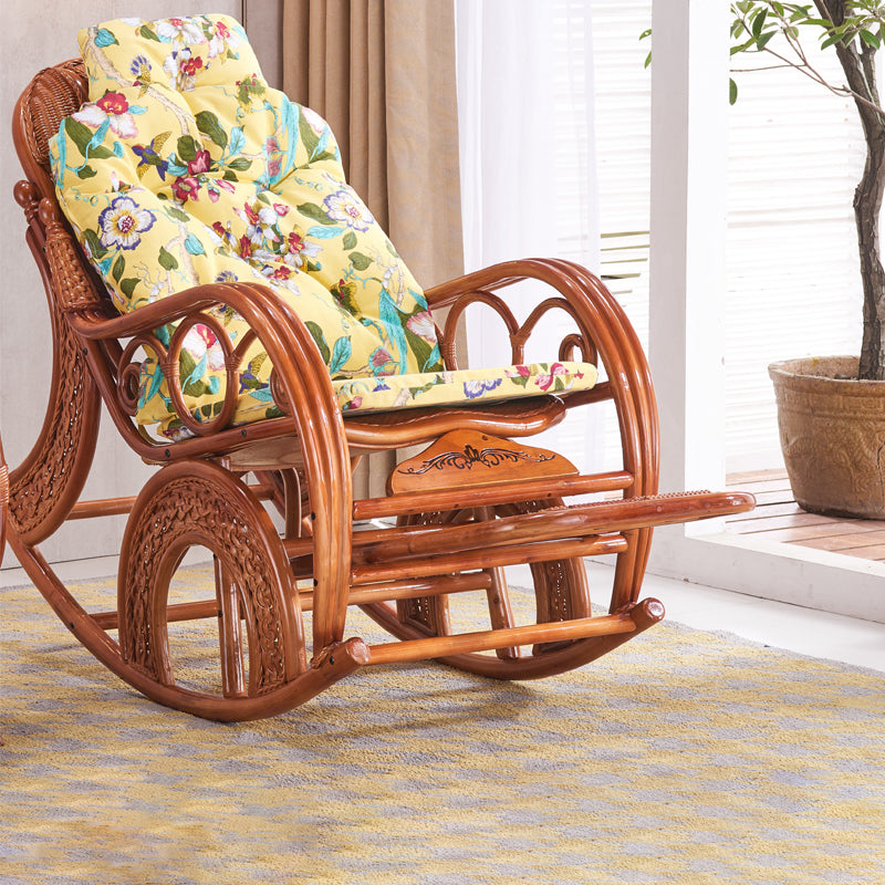 Spindle Wicker Rocking Chair Traditional Rocker Chair 24.8" x 45.3" x 41.3"