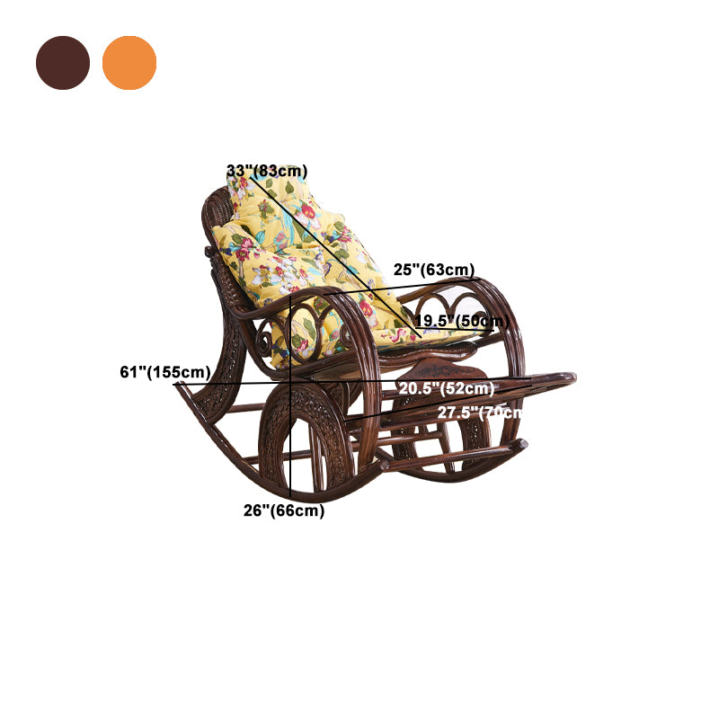 Spindle Wicker Rocking Chair Traditional Rocker Chair 24.8" x 45.3" x 41.3"