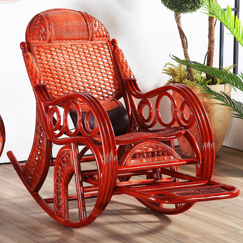 Wicker Traditional Rocking Accent Chair Spindle Rocking Chair for Living Room