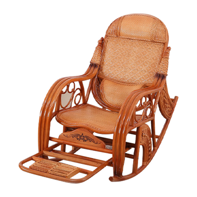 Traditional Spindle Rocking Chair Tobacco Finish with Pillow Rocker Chair Wicker