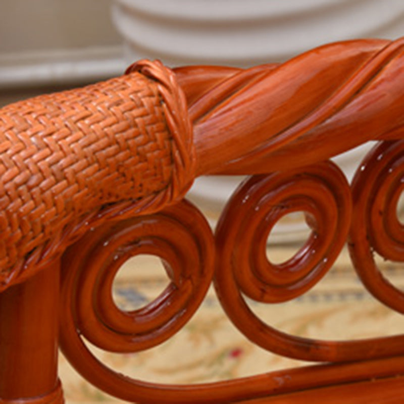 Traditional Spindle Rocking Chair Tobacco Finish with Pillow Rocker Chair Wicker