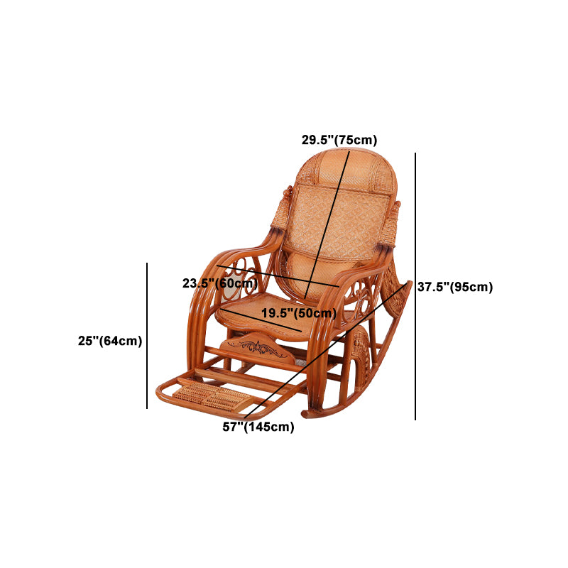 Traditional Spindle Rocking Chair Tobacco Finish with Pillow Rocker Chair Wicker