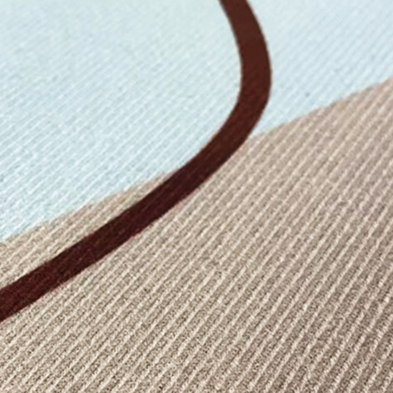 Rectangle Shape Rug Living Room Beige Tone Polyester Washable Area Rug