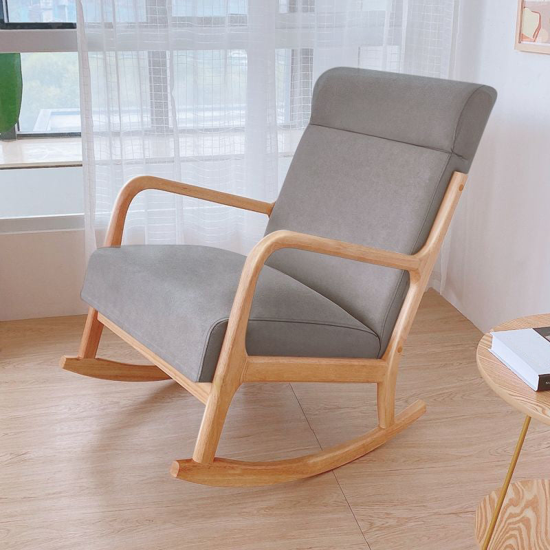 Modern Rocker Chair Upholstered With Gray Frame Glider for Living Room