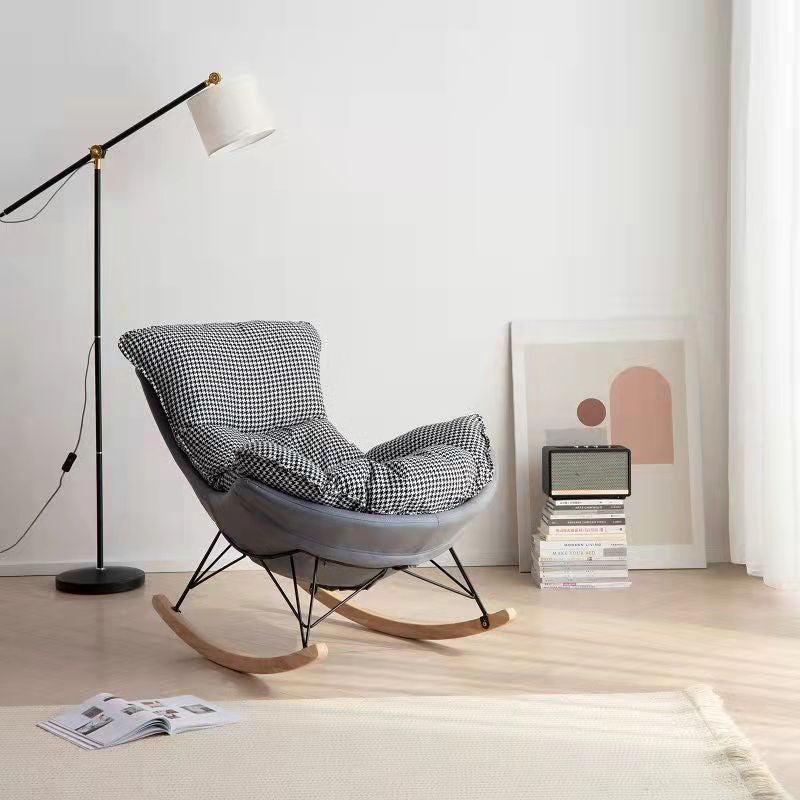 Leisure Pure Color Glider Chair Faux Leather Water Resistant with Ottoman