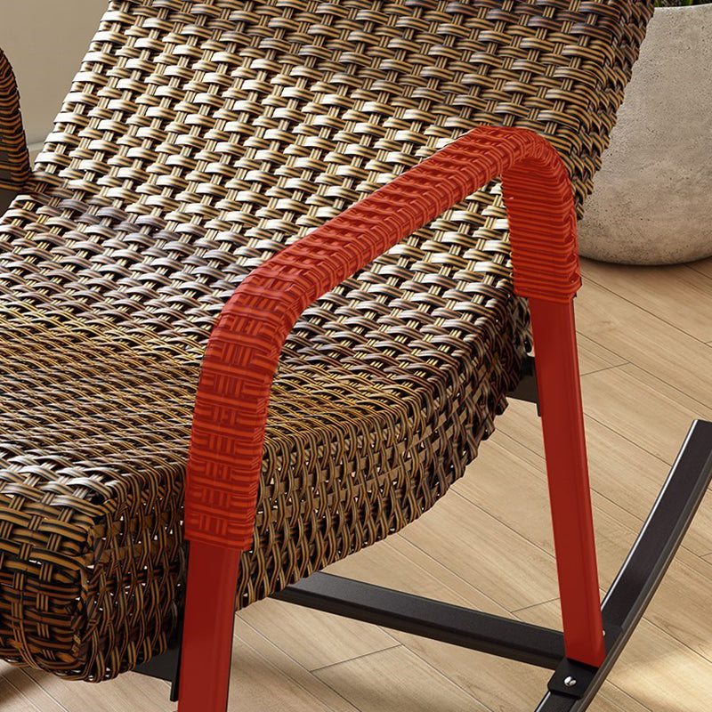 Modern Spindle Rattan Rocking Chair Wheel Handrail Design Rocker Chair With Black Frame