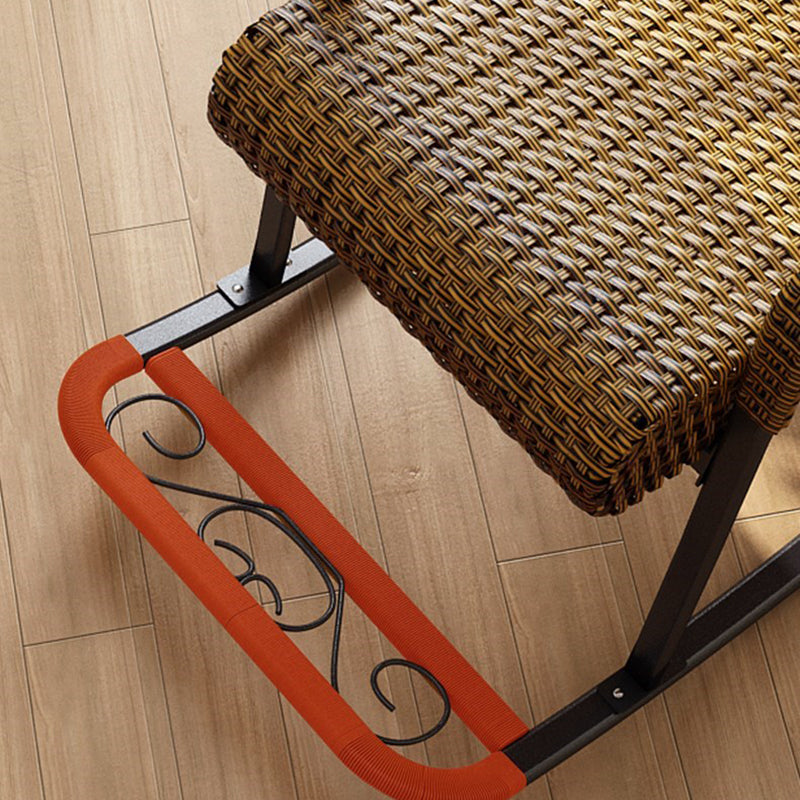 Modern Spindle Rattan Rocking Chair Wheel Handrail Design Rocker Chair With Black Frame