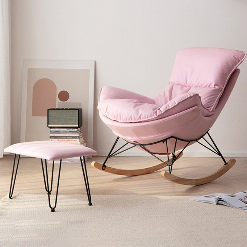 Orange Modern Rocking Chair Removable Cushions Rocker Chair with Ottoman