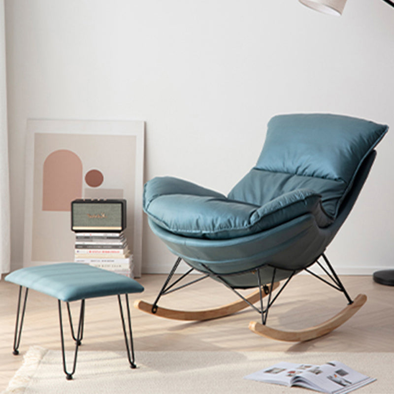 Orange Modern Rocking Chair Removable Cushions Rocker Chair with Ottoman