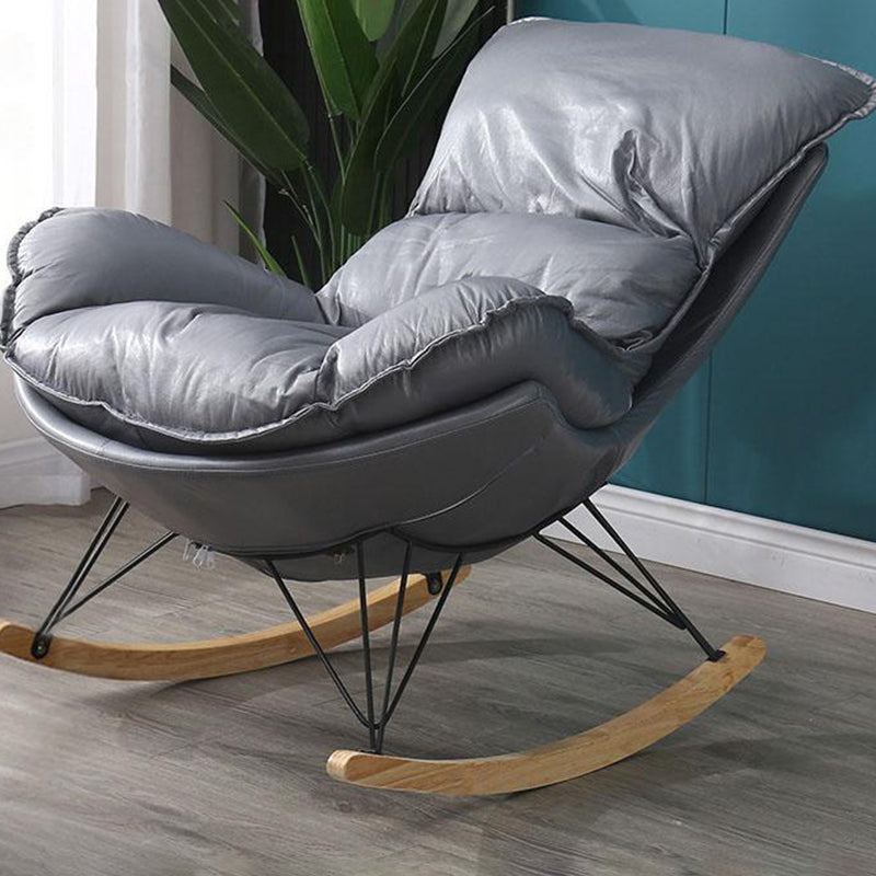 Orange Modern Rocking Chair Removable Cushions Rocker Chair with Ottoman