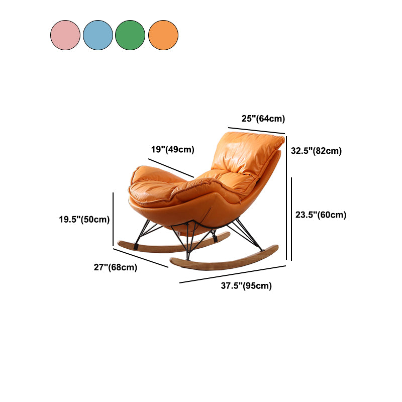 Orange Modern Rocking Chair Removable Cushions Rocker Chair with Ottoman