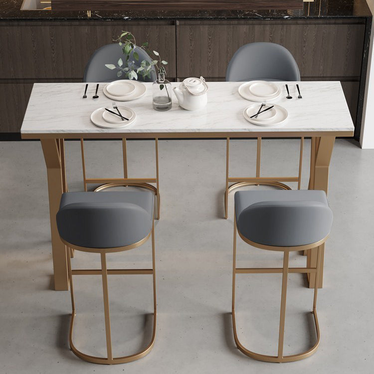 Glam Bar Table Set 1/5 Pieces Rectangle Stone Counter Table with High Stools for Kitchen