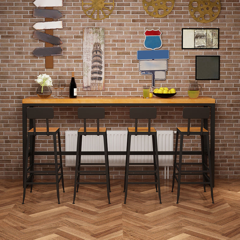 Industrial 1/2/5 Pieces Solid Wood Bar Table Set Fixed Counter Set