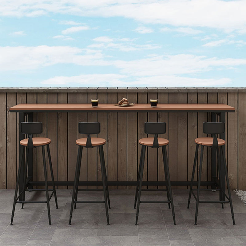 Industrial Wood Bar Table Set 1/2/5 Pieces Fixed Counter Set for Home Use