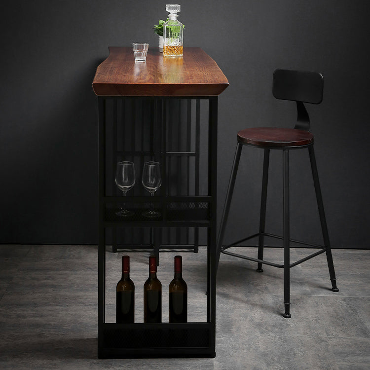 Indoor Glam Pub Set Natural 1/2/3 Pieces Wood and Metal Pub Table Set with Storage