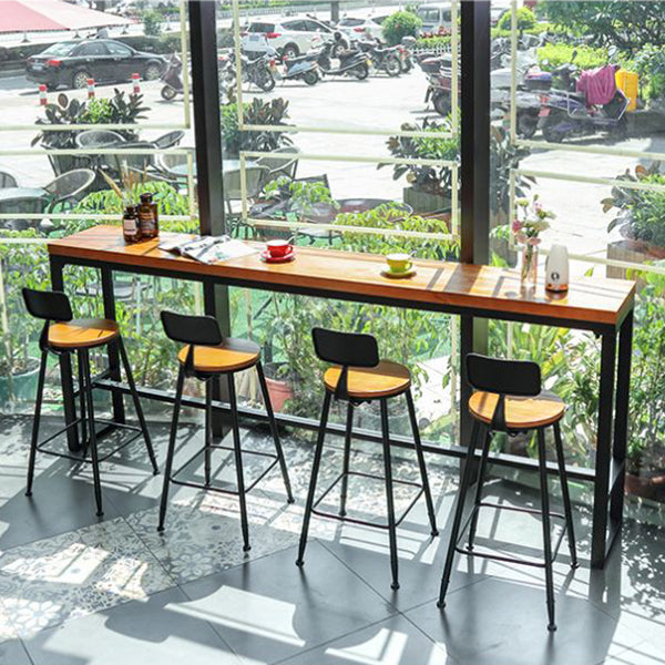 Trestle Solid Wood Counter Set 1/2/5 Pieces Natural Glam Indoor Table and Stool Set