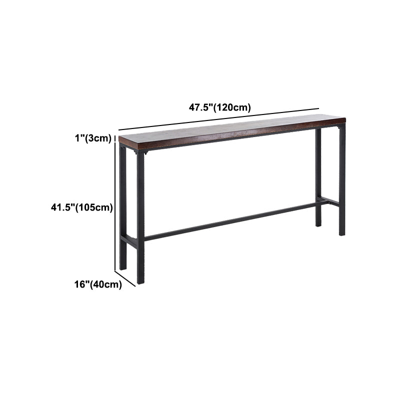 Industrial Rectangular Bar Pub Table Set 1/5 Pcs Solid Wood Top Bar Table with Iron Stools