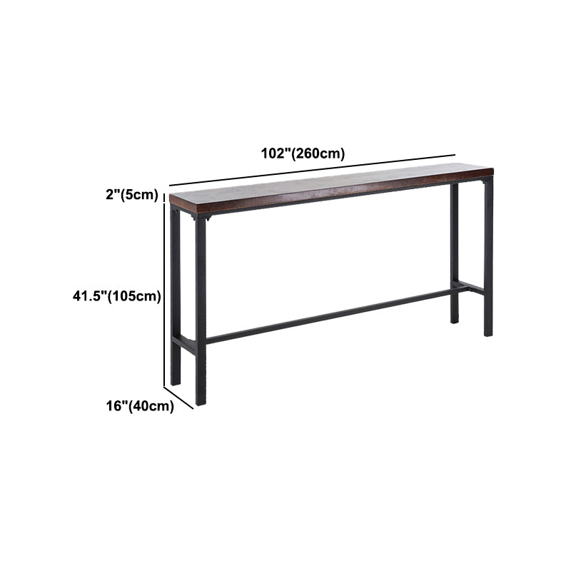 Industrial Rectangular Bar Pub Table Set 1/5 Pcs Solid Wood Top Bar Table with Iron Stools