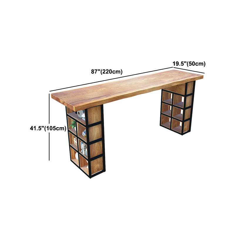 Industrial 1/2/9 Pieces Solid Wood Bar Table Set Fixed Counter Set for Home Use