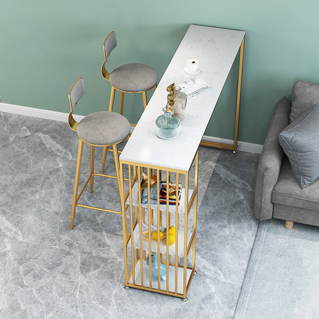 1/3 Pieces Luxurious Rectangular Bar Table Set Artificial Marble Top Pub Table Set