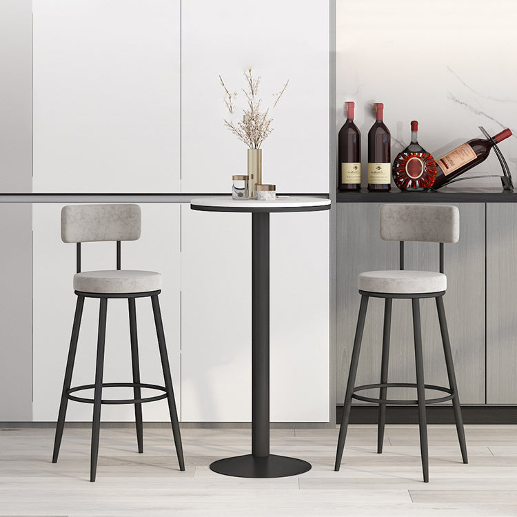 1/2/3 Pieces Round Pub Table Set Modern Stone and Metal Counter Height Set