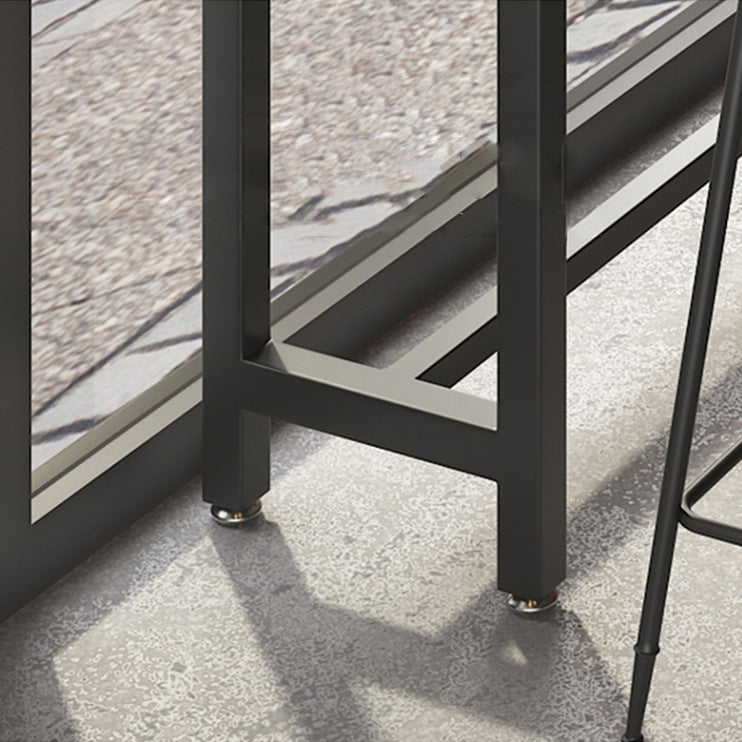 Indoor Bar Table Set Pine Solid Wood 1/7 Pcs Iron Base Bar Table and Stools