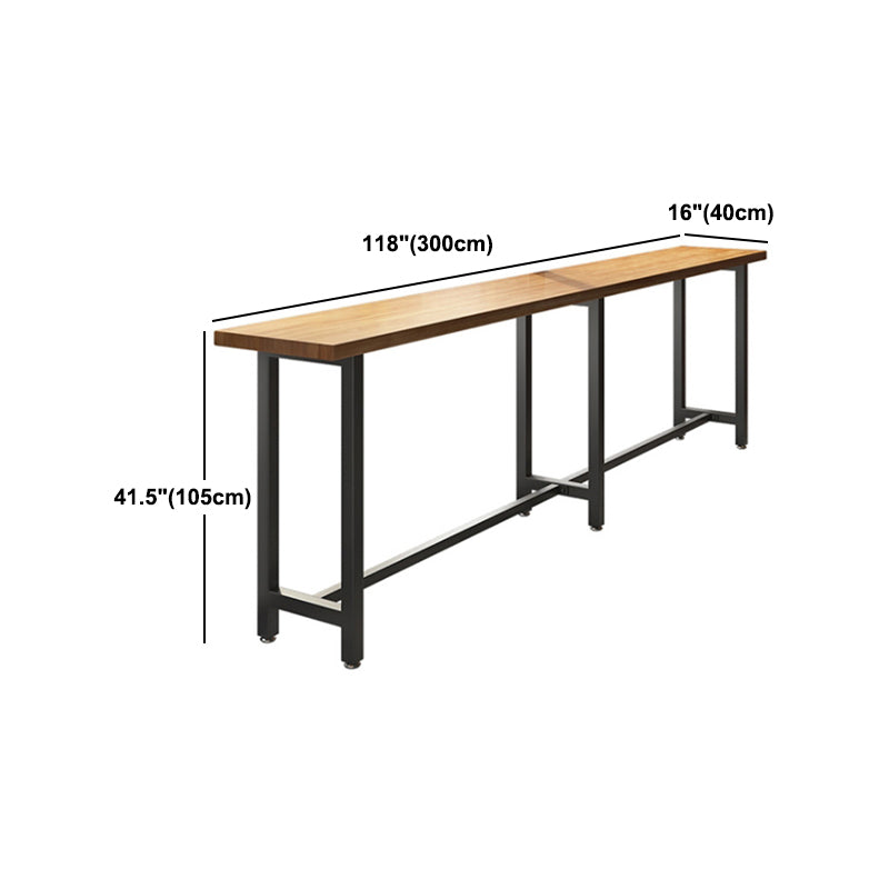 Indoor Bar Table Set Pine Solid Wood 1/7 Pcs Iron Base Bar Table and Stools