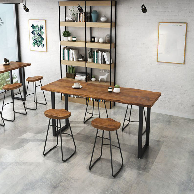 1/4/5/6 Pieces Modern Rectangle Pub Table Set Wooden Counter Table with Backless Stools