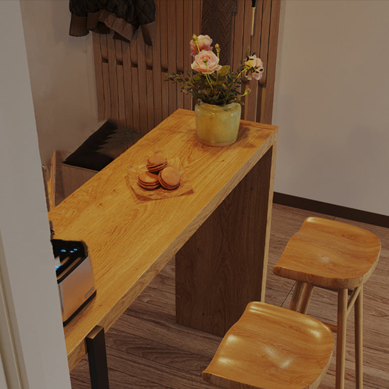 Indoor Rectangular Bar Table Set 1/3 Pcs Solid Wood Bar Table with Backless Bar Stool