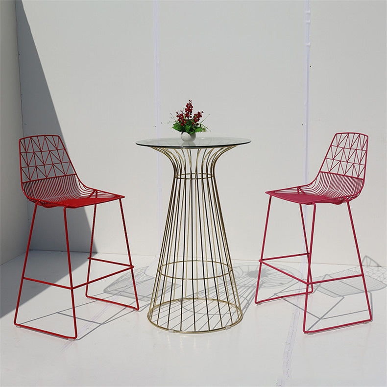 1/3 Pieces Round Bar Table Set Modern Metal Cafe Bar with Foot Bar Stools