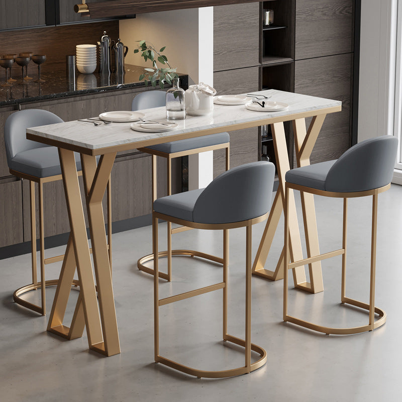 Glam Style Bar Table Set 1/2/5 Pieces Rectangle Bar Table with High Stools for Kitchen