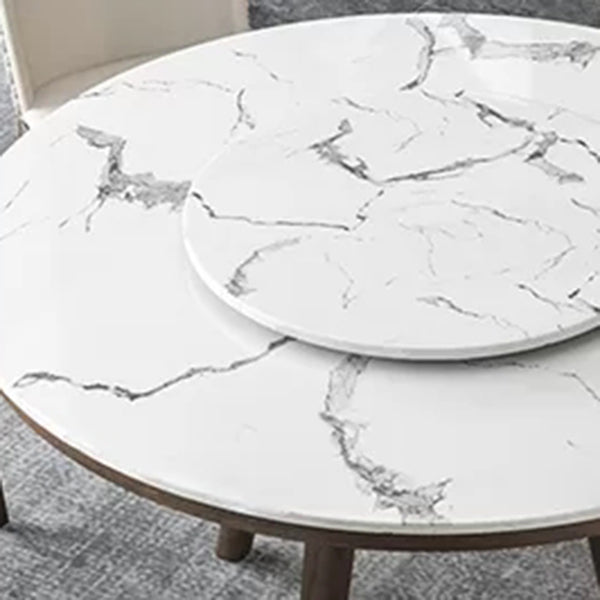 Modern Rotatable Round Table Set 1/4/5/6/7 Pieces Artificial Marble Top Round Table Set