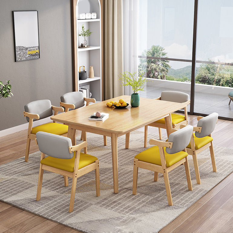 Traditional Dining Table Set 1/5/7 Pcs Solid Wood Dining Table and Chairs