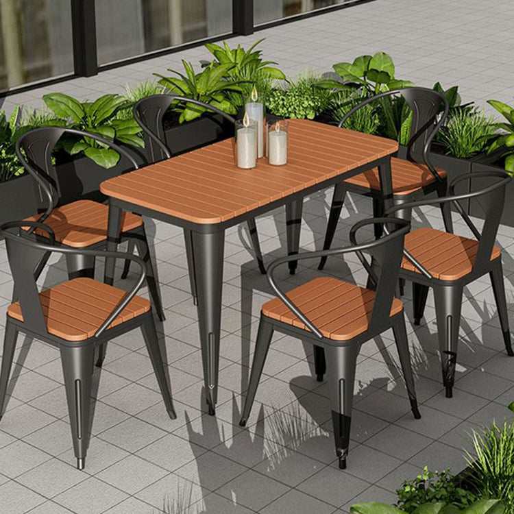 Contemporary Style Wood Table Set 1/2/3/5/7 Pieces Dining Set with Metal Chairs