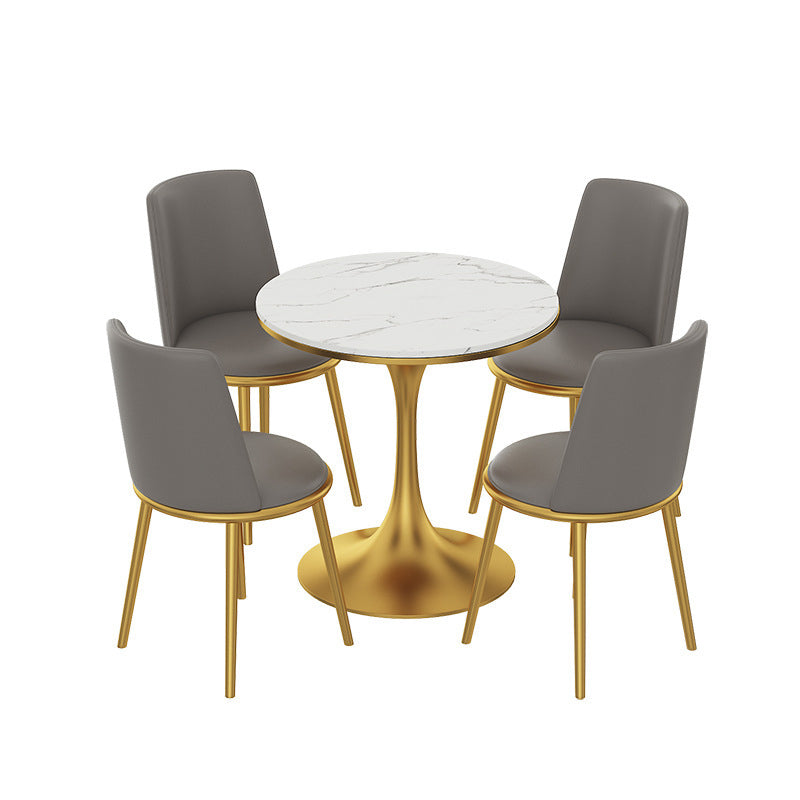 Contemporary Round Table Set 1/2/3/4/5 Pieces Dining Set for Kitchen