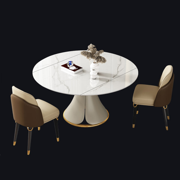 Glam Style Sintered Stone Dining Set Round 1/2/3/5/6/7/9 Pieces Dining Set for Home Use