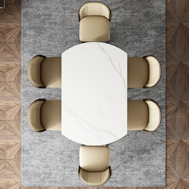 Glam Style Sintered Stone Dining Set Round 1/2/3/5/6/7/9 Pieces Dining Set for Home Use