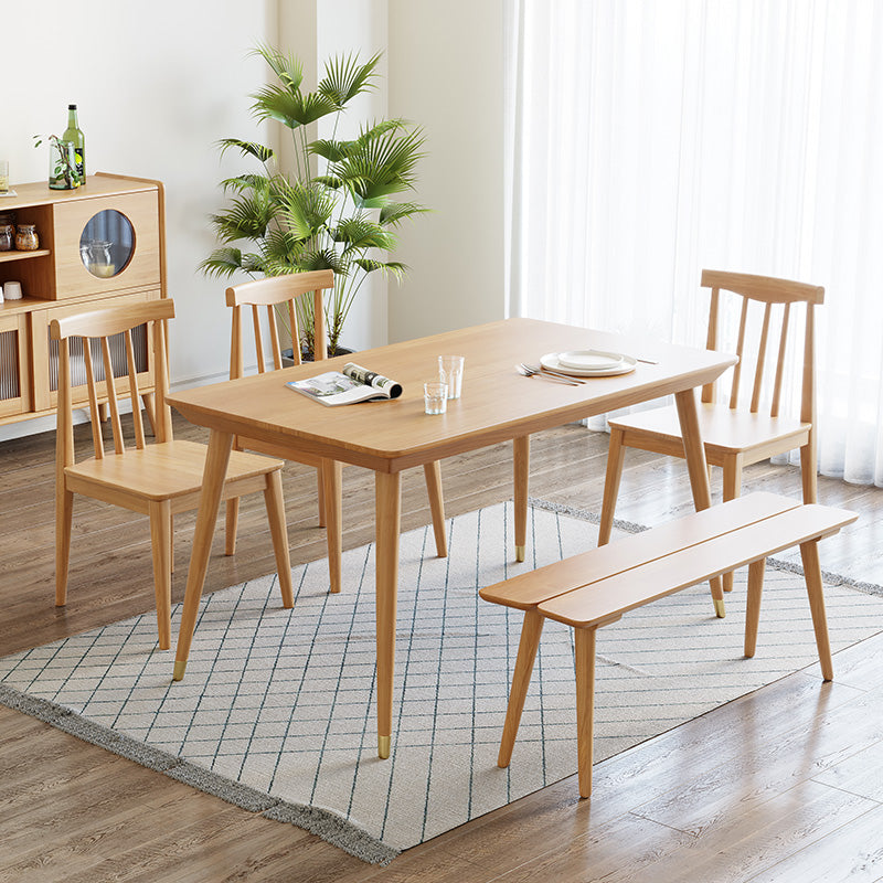 Modern Rectangle Dining Set 1/2/5/7 Pieces Solid Wood Dining Table with Chairs