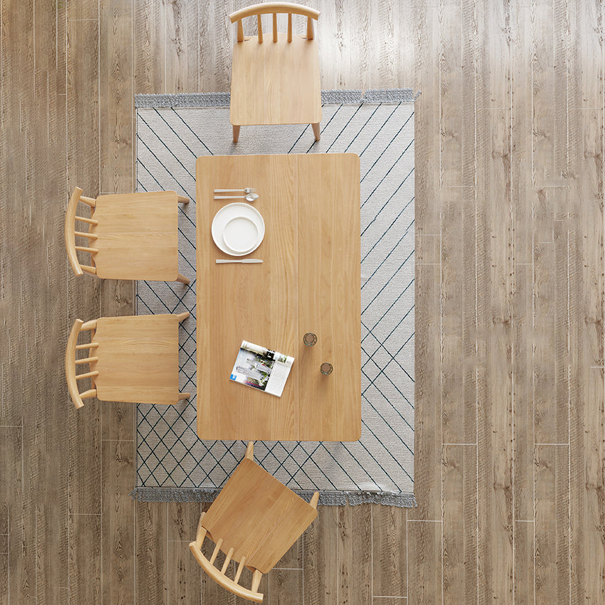 Modern Rectangle Dining Set 1/2/5/7 Pieces Solid Wood Dining Table with Chairs