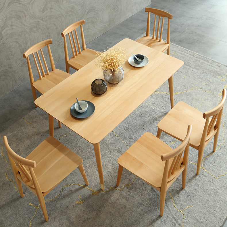 Modern Rectangle Dining Set 1/2/5/7 Pieces Solid Wood Dining Table with Chairs