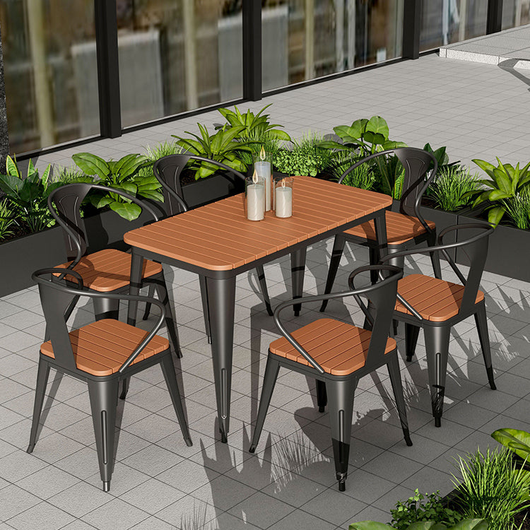 Contemporary Rectangle Table Set 1/2/3/5/7 Pieces Dining Set with Metal Chairs