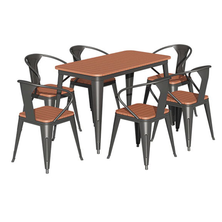 Contemporary Rectangle Table Set 1/2/3/5/7 Pieces Dining Set with Metal Chairs