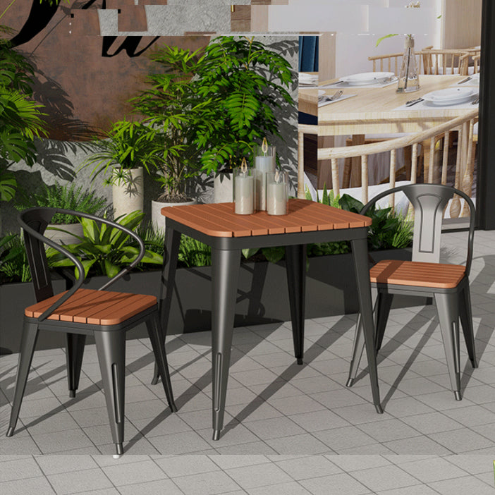 Contemporary Rectangle Table Set 1/2/3/5/7 Pieces Dining Set with Metal Chairs