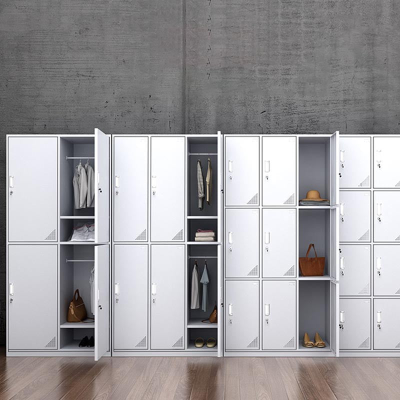 Modern White Storage Cabinet with Hinged Door Metal Cabinet for Bathroom
