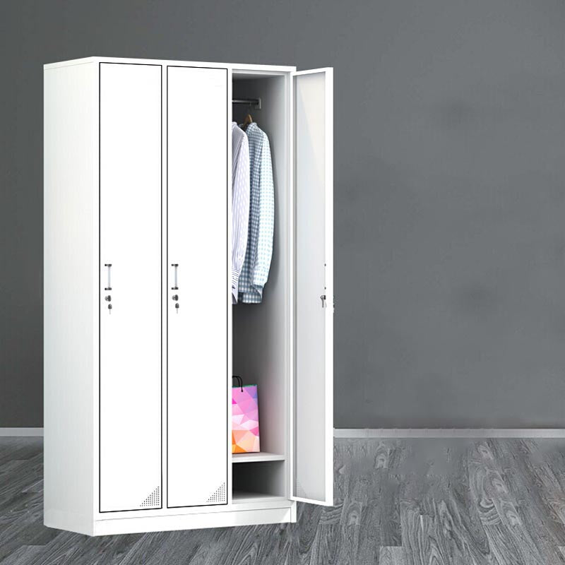 Modern White Storage Cabinet with Hinged Door Metal Cabinet for Bathroom
